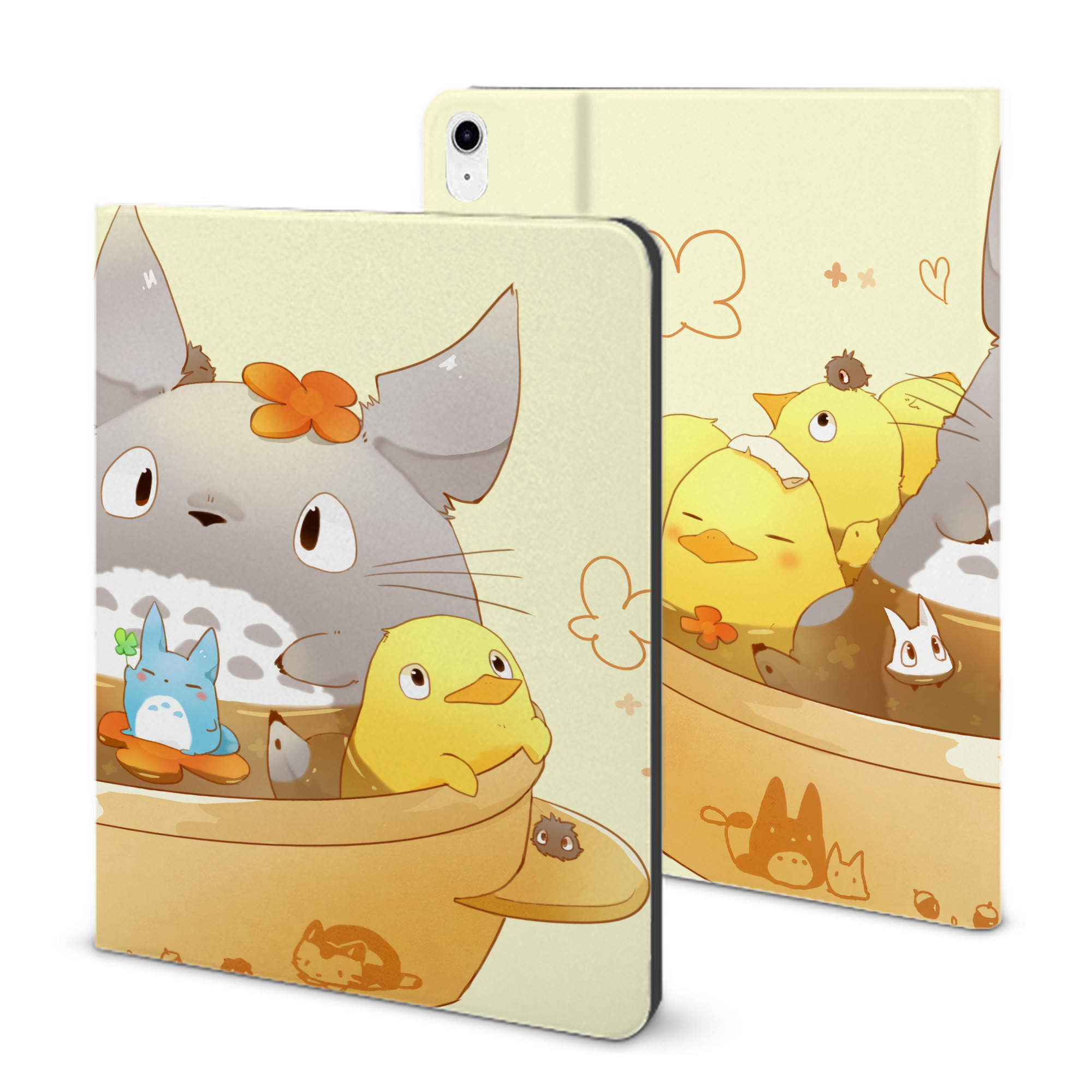 （画像用） となりのトトロ 草壁メイ 草壁サツキ My Neighbor Totoro Satsuki Kusakabe Mei Kusakabe IPad ケース ブック型 PUレザー TPU 耐衝撃 軽量 薄型 ペン収納なし 全面保護 IPad 各モデル対応